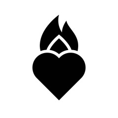 Burning heart vector, Valentine and love related solid icon