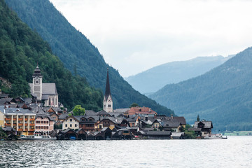 Fototapeta na wymiar View of Hallstatt from the lake.