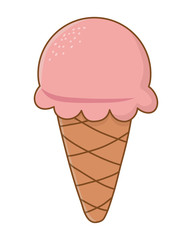 Delicious ice cream with one scoop cartoon