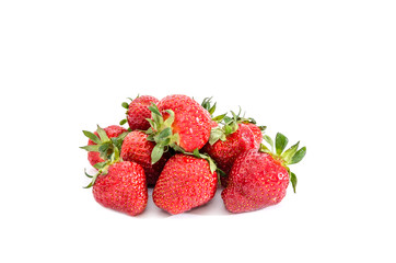 lots of strawberries close up on white background