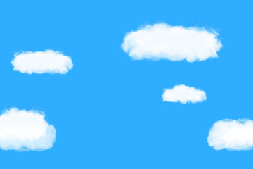 Illustration of blue sky with clouds. Background.  青空と雲のイラスト　背景素材