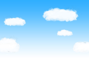 Illustration of blue sky with clouds. Background. 青空と雲のイラスト　背景素材