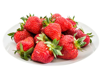strawberries in a plate isolated on white background