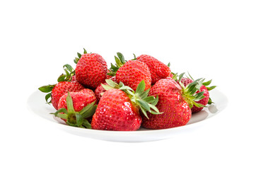 strawberries in a plate isolated on white background