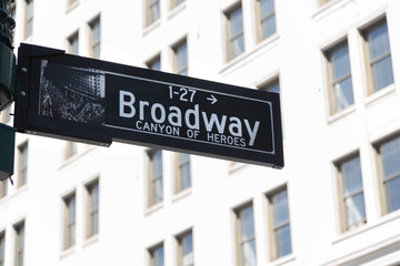 Broadway sign in New York City, United States.