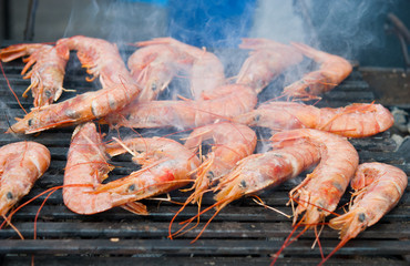 Lots of fresh big grilled shrimp