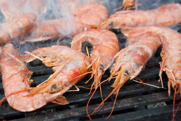 Lots of fresh big grilled shrimp
