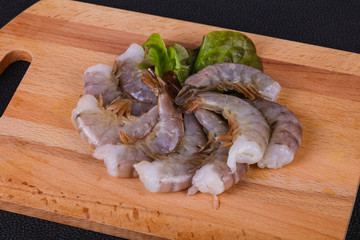 Raw king prawns ready for cooking