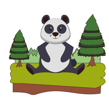 Panda wildlife cute animal cartoon