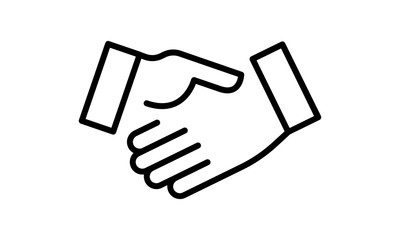 Business handshake line icon, outline vector sign, linear style pictogram isolated on white. Agreement, Shaking hands symbol, logo illustration. Editable stroke - Vector 