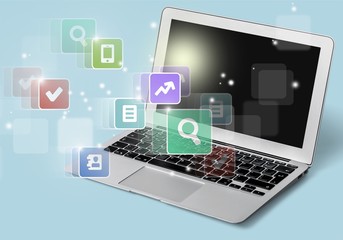 Laptop computer pc on white background