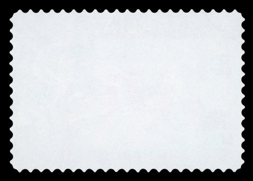Blank postage stamp - Isolated on Black background.