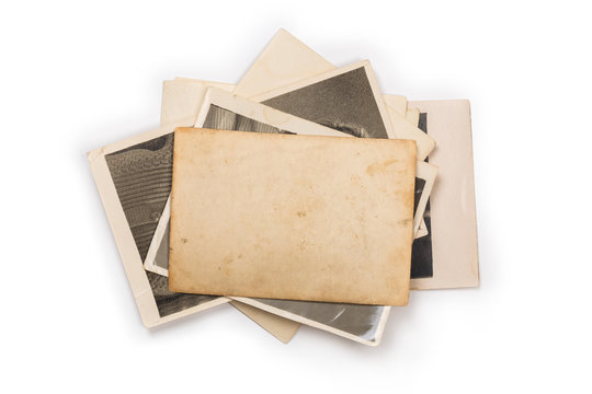 Stack of old photos with clipping path for the inside