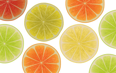 Obraz premium fruit slices on white background