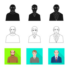 Fototapeta premium Isolated object of hairstyle and profession sign. Set of hairstyle and character stock vector illustration.