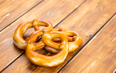 pretzel on a wooden background