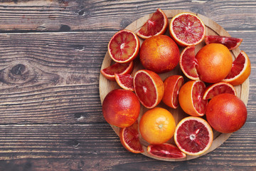 Red oranges with copy space background	