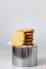 vegan healthy chickpea  cookies on white background with copy space