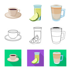 Vector design of drink and bar sign. Set of drink and party stock symbol for web.