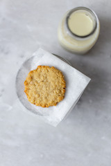 vegan healthy chickpea  cookies on white background with copy space