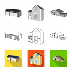 Isolated object of facade and housing icon. Set of facade and infrastructure vector icon for stock.