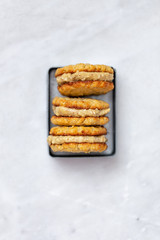 vegan healthy chickpea  cookies on white background with copy space