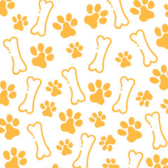 Pet Hand draw doodle background with cat or dog paws.