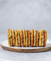 vegan healthy chickpea  cookies on white background with copy space