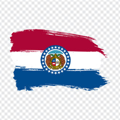 Flag of  Missouri from brush strokes. United States of America. Flag Missouri on transparent background for your web site design, logo, app, UI. Stock vector. EPS10.