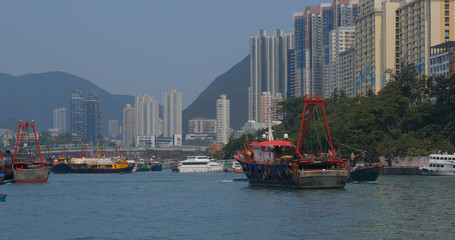Fototapeta na wymiar Hong Kong fishing harbor port