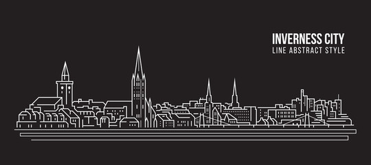 Cityscape Building Line art Vector Illustration design -  Inverness city