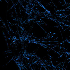  Transparent blue plastic wrap on the black background. Plastic shopping bag texture. Reusable trash and waste.