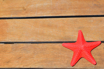 Fototapeta na wymiar starfish on wooden background