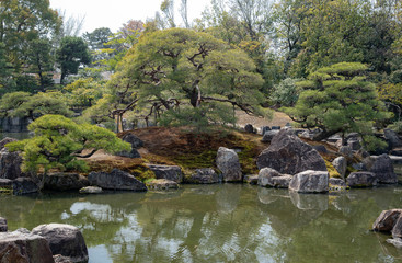 Fototapeta na wymiar View of a japanese garden in Kyoto
