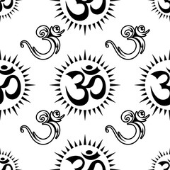 Aum (Om) The Holy Motif Seamless Pattern