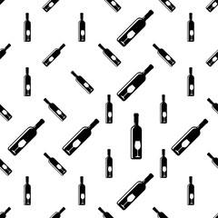 Bottle Of Wine And Glass Seamless Pattern