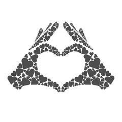 Hands made of hearts formatting or making a heart symbol