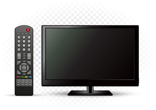 black TV with remote control