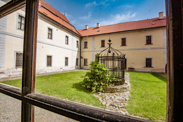 Interior courtyard and well in historical building