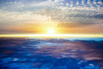   Beautiful heavenly landscape with the sun in the clouds  .