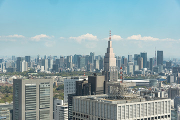 Naklejka premium Aerial view of Tokyo skyline