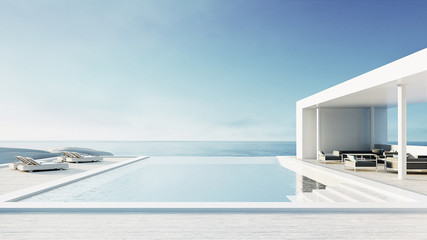 beach lounge outdoor pool & luxury interior/ 3D rendering - 270552754