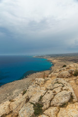 Fototapeta na wymiar Panoramic view of the city of Ayia Napa from the viewpoint on the top of the mountain Cape Cavo Greco.