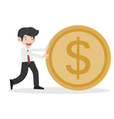 Happy Business man with goin coin