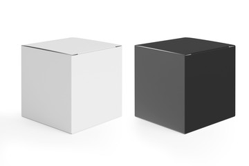3d blank product boxes, black and white