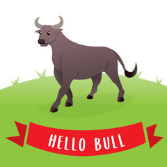 cute bull cartoon standing