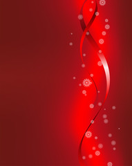 elegant red Christmas background with snowflakes and serpentine for banner