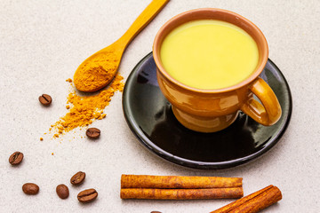 Golden turmeric cinnamon coffee latte