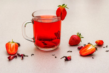Summer strawberry hibiscus green tea