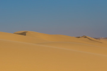 Fototapeta na wymiar several sand dunes in Namib desert, blue sky